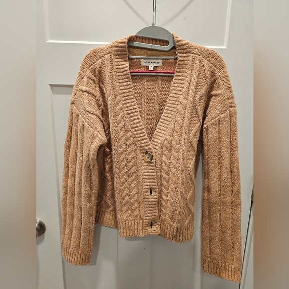 Lucky Brand Women's Buttin Front Long Sleeve Camel Color Cardigan Medium - Picture 2 of 12